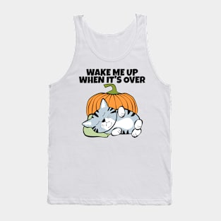 Wake Me When It's Over Halloween Cat Tank Top